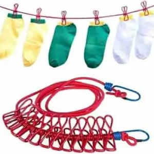 Cloth Line Rope with 12 Clips