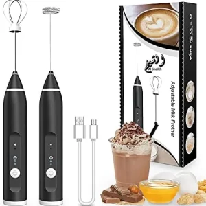 rechargeable 2 in 1 coffee beater with stainless steel whisk heads