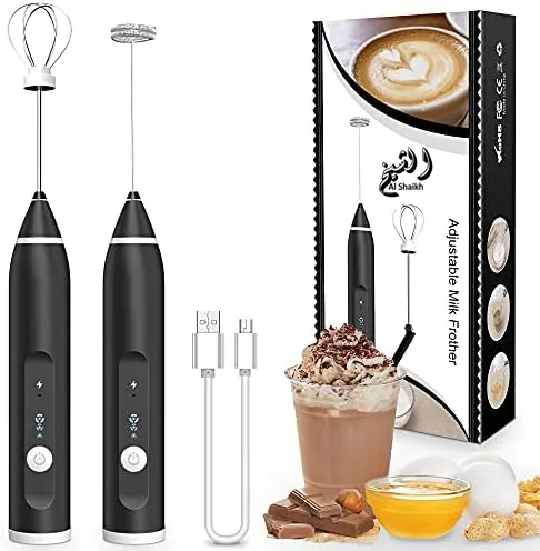 rechargeable 2 in 1 coffee beater with stainless steel whisk heads