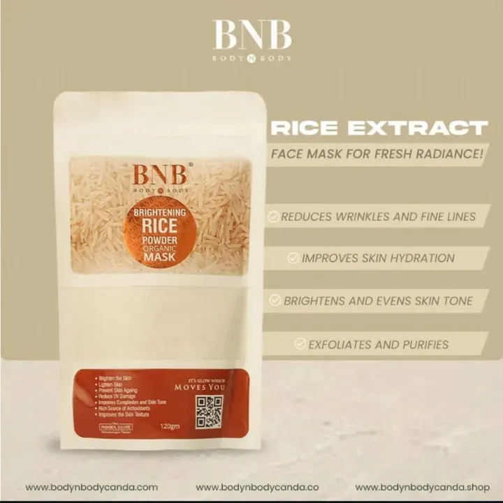 BNB RICE KIT - Rice Face Wash, Rice Scrub, Rice Brightening Mask Powder (Set of 3) - Image 4