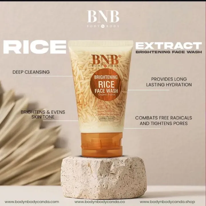 BNB RICE KIT - Rice Face Wash, Rice Scrub, Rice Brightening Mask Powder (Set of 3) - Image 3