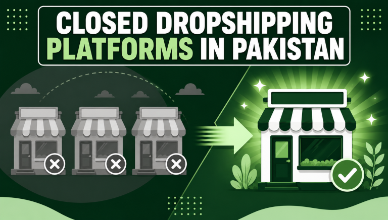 Band dropshipping platform Pakistan se ExDropship pe switch karta hua illustration
