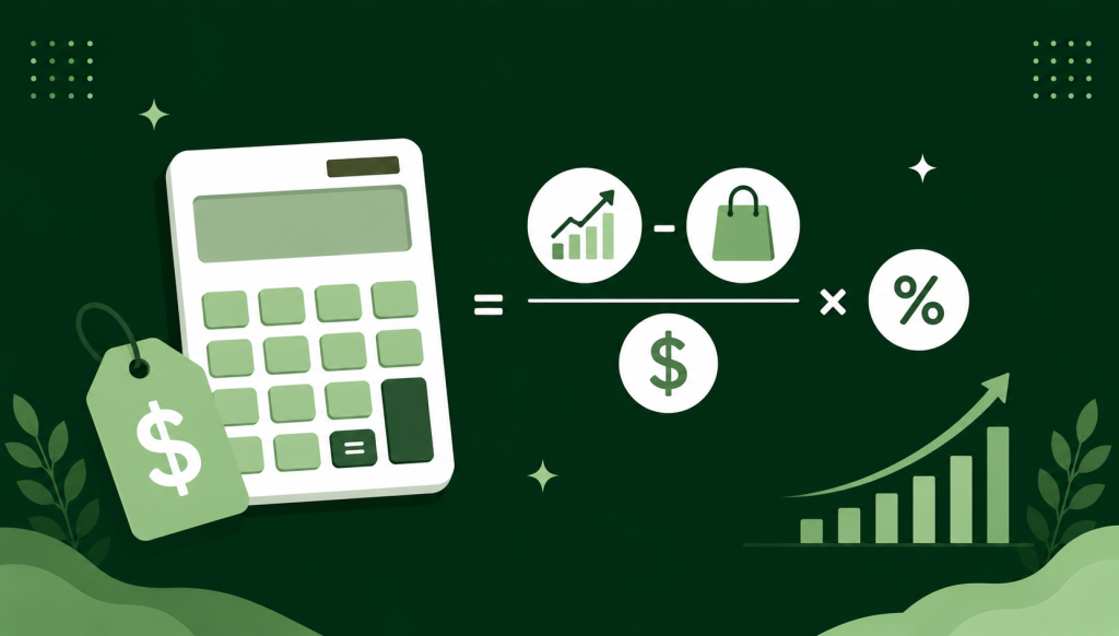 Dropshipping profit margin pricing calculator illustration