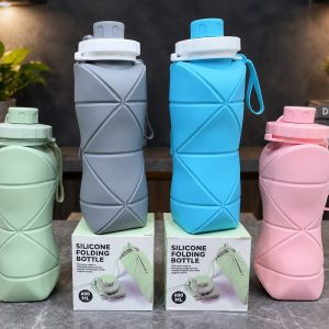 silicone folding water bottle 600ml collapsible
