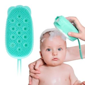 silicone body scrubber 2 in 1 exfoliating brush loofah