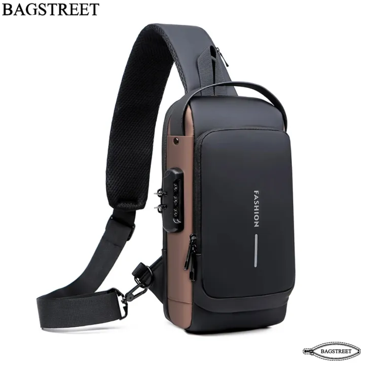 anti-theft sling bag - crossbody bag with USB charging port black